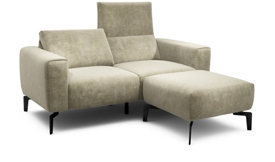 Sensoo Cosy1 2-Sitzer Sofa mit Hocker Diva naturel beige